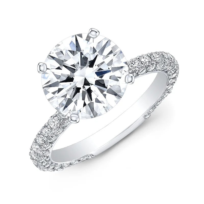 women creative engagement rings -5.00 Ct. Hidden Halo Engagement Ring 3 Row Pave J Color VS2 GIA Certified 3X