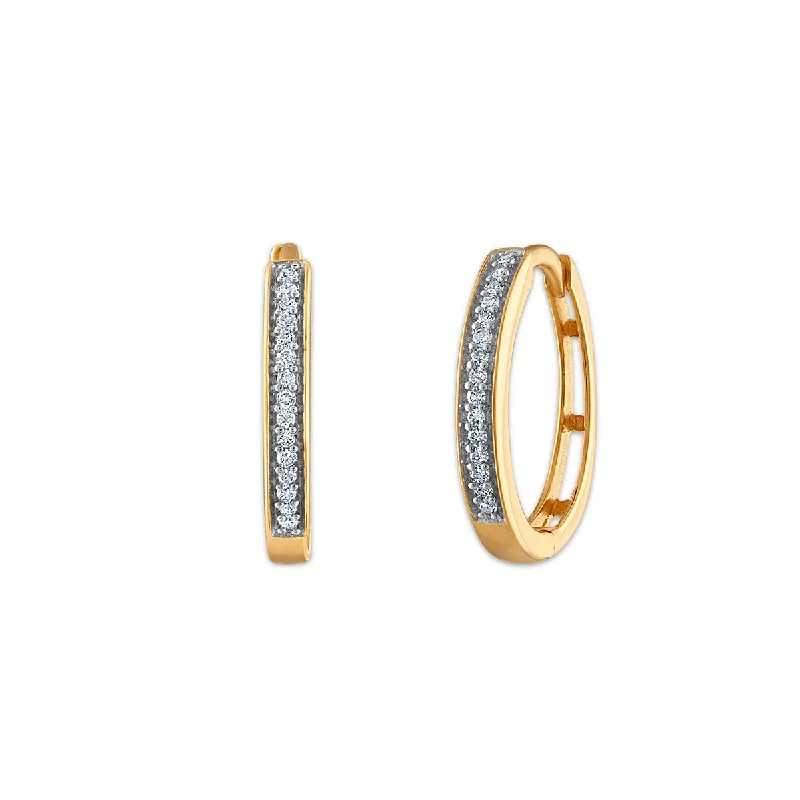 women luxury gold earrings -1/10 CTW Diamond Hoop Earrings in 10KT Yellow Gold