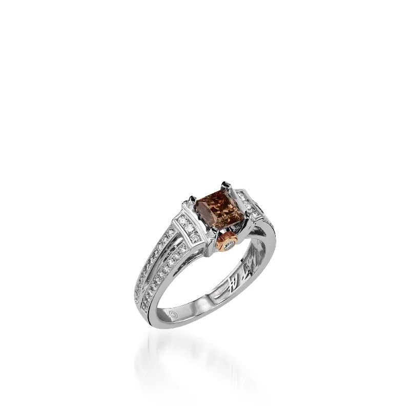 women mixed metal engagement rings -Signature Legacy 1.01 Carat Cognac Diamond Ring