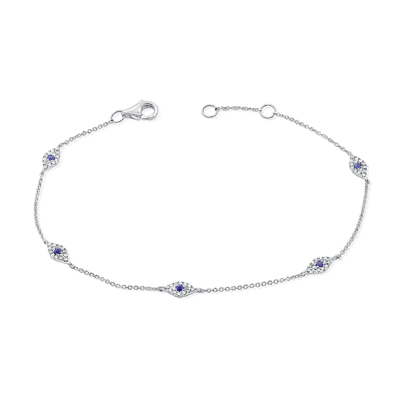 women wedding bracelets -Joelle Evil Eye Bracelet Sapphire & Diamond 14K White Gold