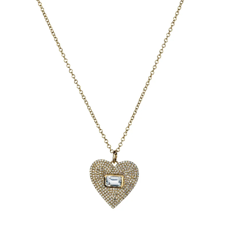 women dainty necklaces -PAVÉ DIAMOND & WHITE TOPAZ HEART NECKLACE