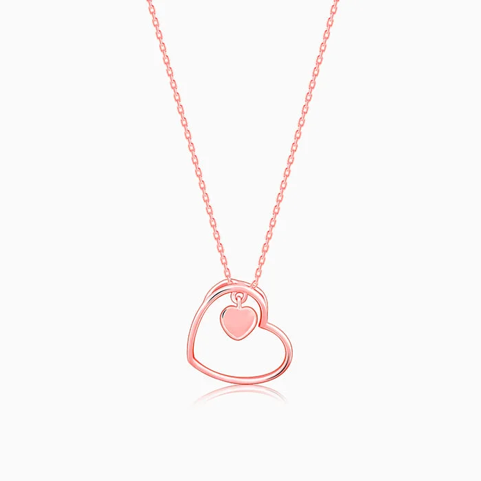 women statement chain necklaces -Anushka Sharma Rose Gold Heart Necklace