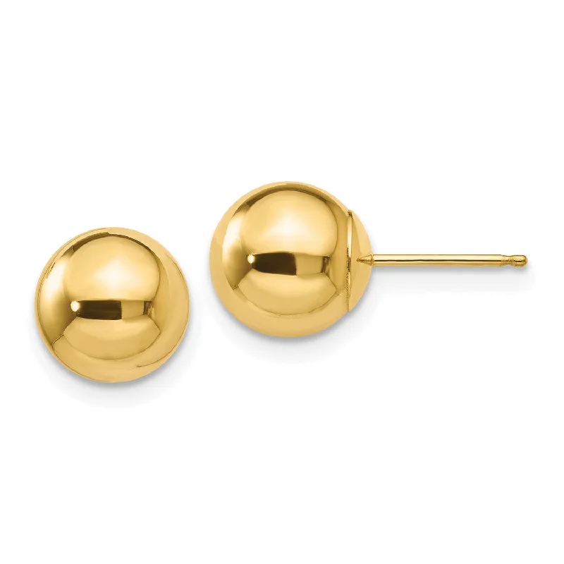 women high-end earrings -14KT Yellow Gold 8MM Stud Earrings