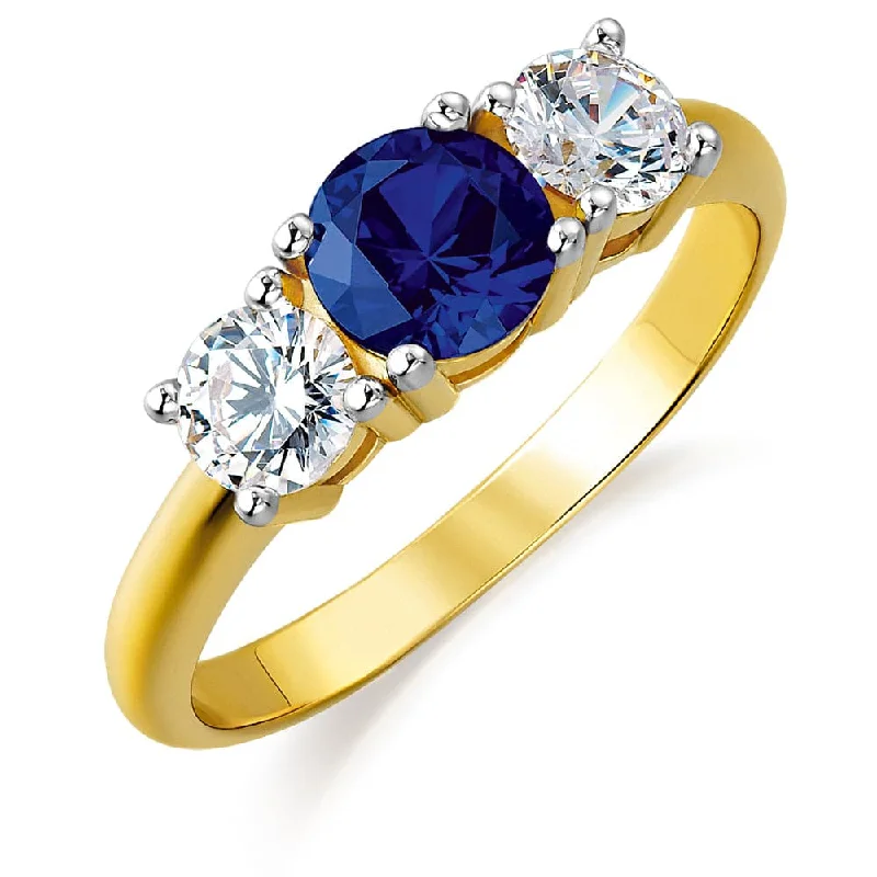 women delicate rings -Tru-Sapphire Trilogy Ring