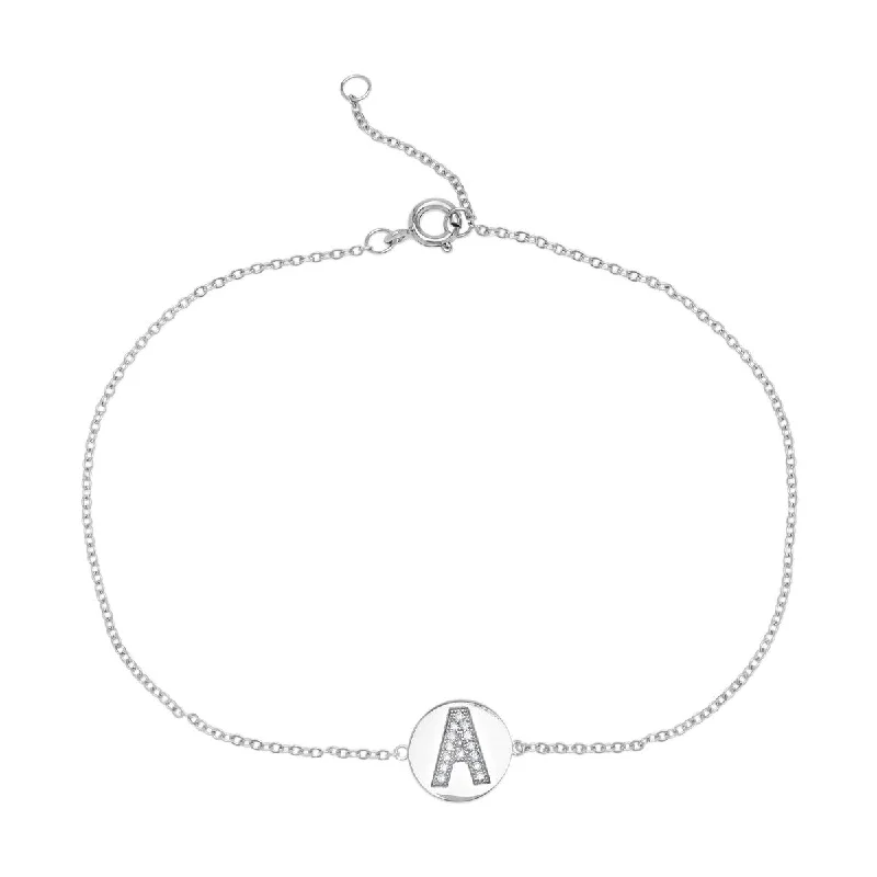 women modern bangles -Victoria Townsend .925 Sterling Silver Cubic Zirconia Initial Anklet Bracelet