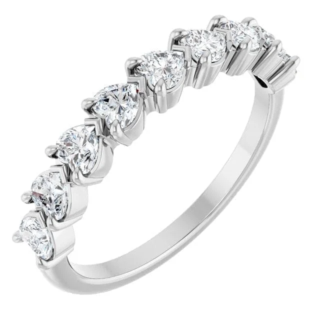 women elegant engagement rings -1.00 Ctw Half Eternity Heart Shape Diamond Ring