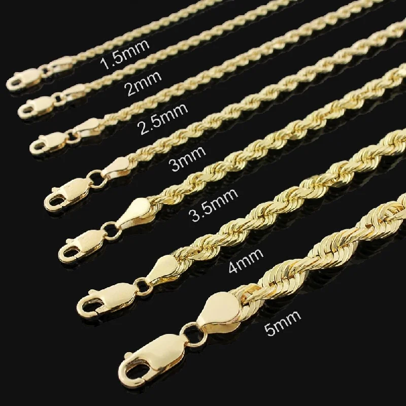 women rose gold bracelets -14K Yellow Gold 5MM Solid Rope Diamond-Cut Link Bracelet 8"- 9", Gold Bracelet for Men & Women, 100% Real 14K Gold