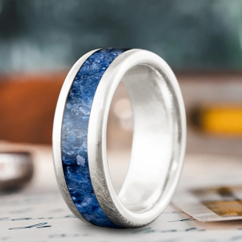 women eco-friendly rings -Custom Design - Single Inlay Ring mfnqrnCplScShe97vtVDENpH