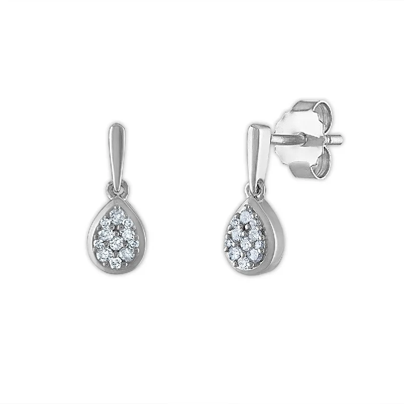 women rhinestone earrings -1/6 CTW Diamond Drop & Dangle Earrings in Sterling Silver