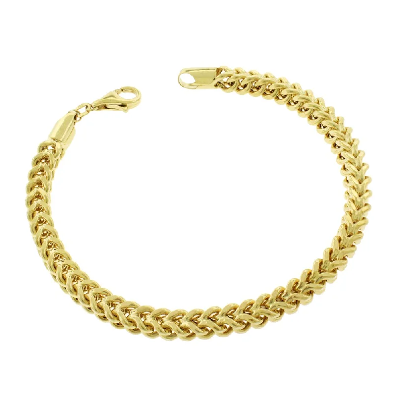 women luxury bangles -10k Yellow Gold 5.5mm Hollow Franco Link Bracelet Chain 9"