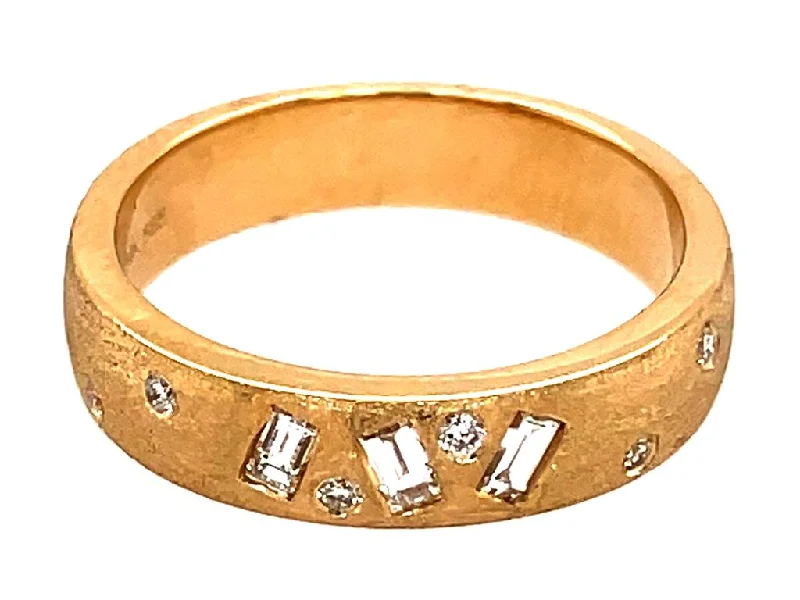 women custom-designed engagement rings -Dilamani 14K Yellow Gold Satin Finish Diamond Ring