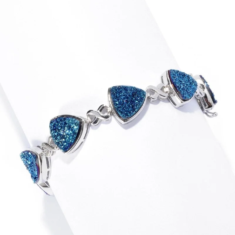 women bangle bracelets set -925 Sterling Silver Blue Drusy Bracelet