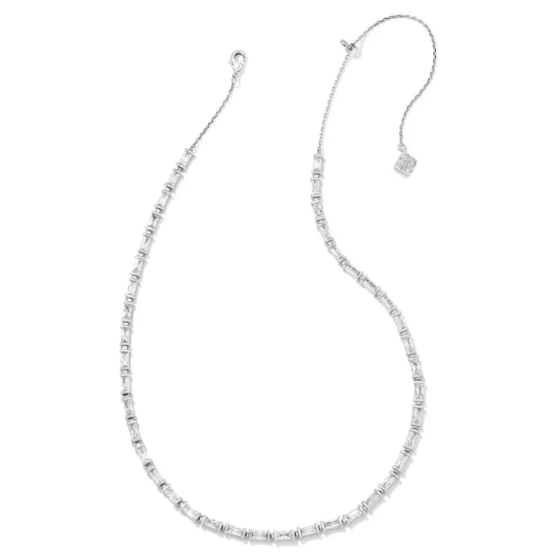 women birthday gift necklaces -Kendra Scott | Juliette Silver Strand Necklace in White Crystal