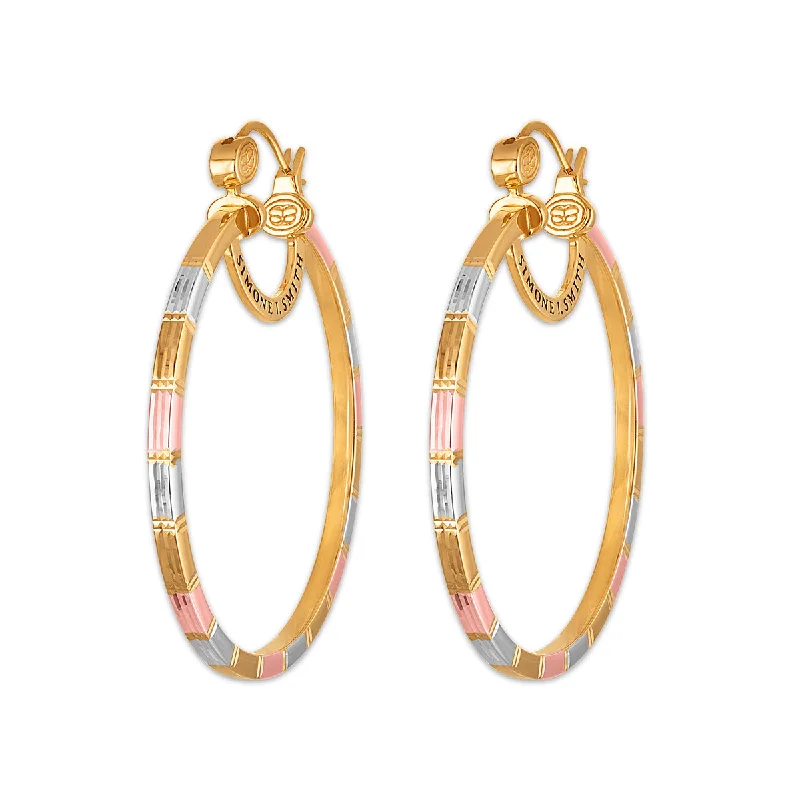 women hoop earrings for women -Simone I Smith Collection 50MM Tri-Color Hoop in 18K Gold Plated Sterling Silver