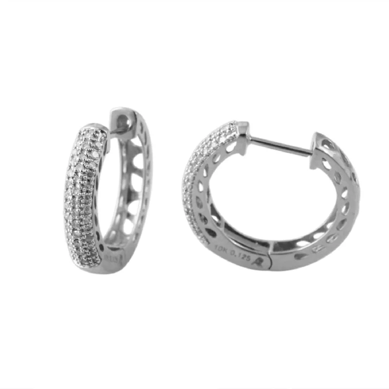 women affordable earrings -1/4 CTW Diamond Hoop Earrings in 10KT White Gold