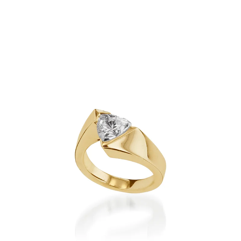 women emerald-cut engagement rings -Optica Yellow Gold Engagement Ring