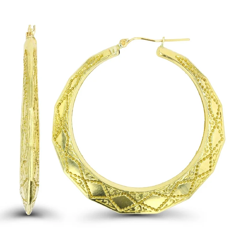 women stylish earrings -10KT Yellow Gold 50X5.6MM Hoop Earrings