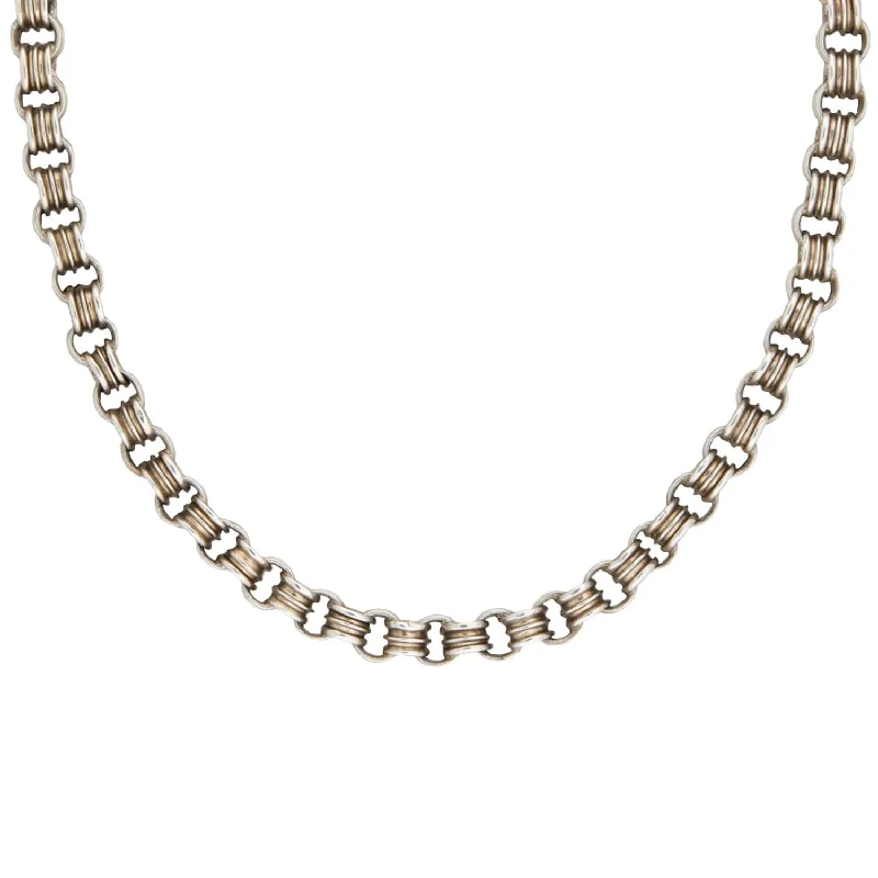 women simple chain necklaces -Victorian Sterling Link Chain Necklace 16.25"