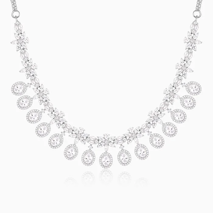 women anniversary gift necklaces -Silver Gleaming Bridal Necklace