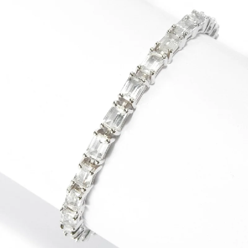 women timeless bracelets -Sterling Silver Baguette Topaz Line Bracelet