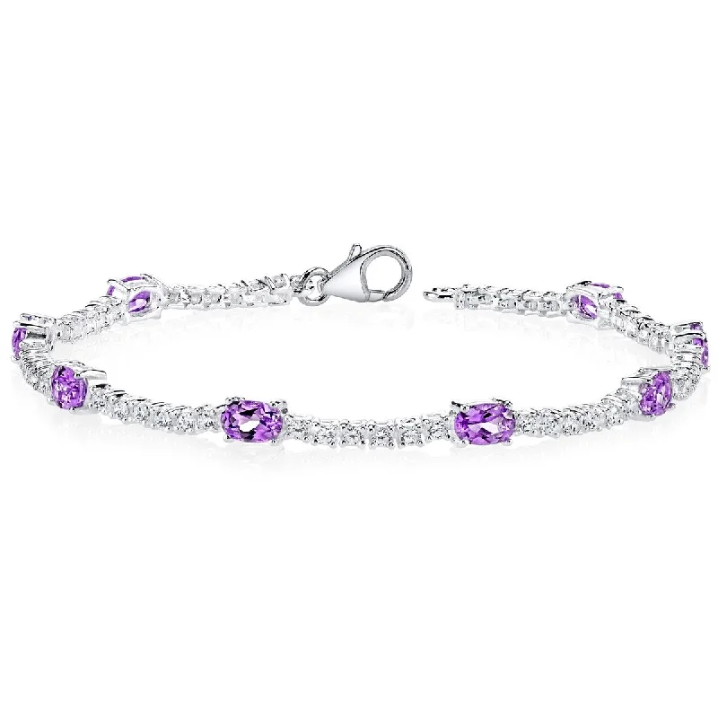 women timeless bracelets -3.25 ct Amethyst Tennis Bracelet in Sterling Silver