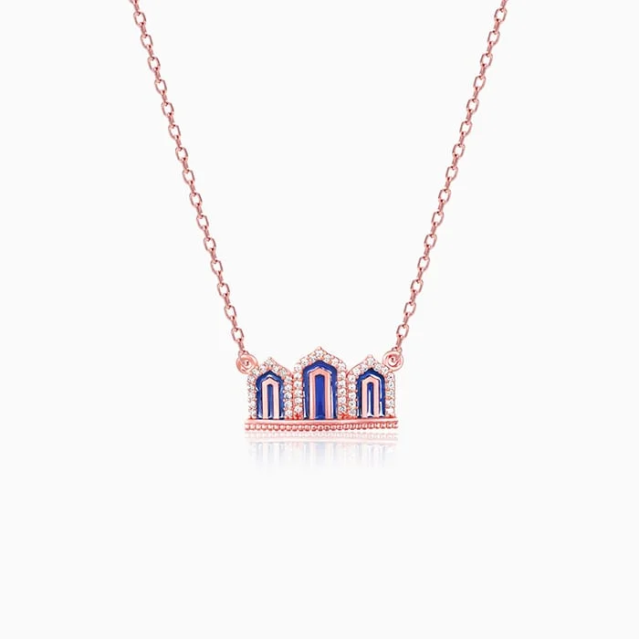 women pendant necklaces -Rose Gold Gates to Taj Necklace