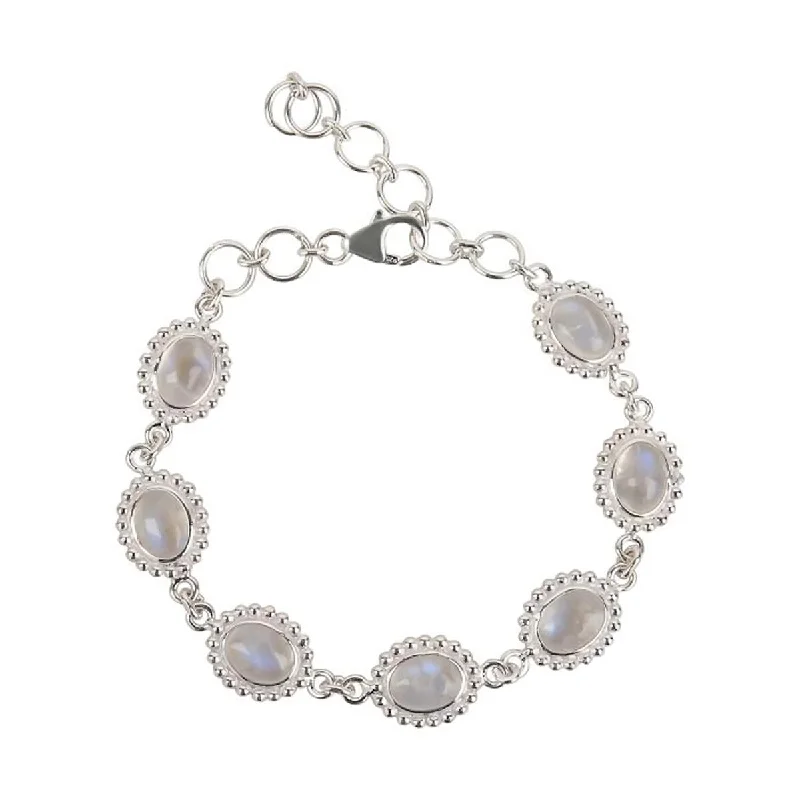 women infinity bangles -925 Sterling Silver Rainbow Moonstone Chain & Links Bracelet