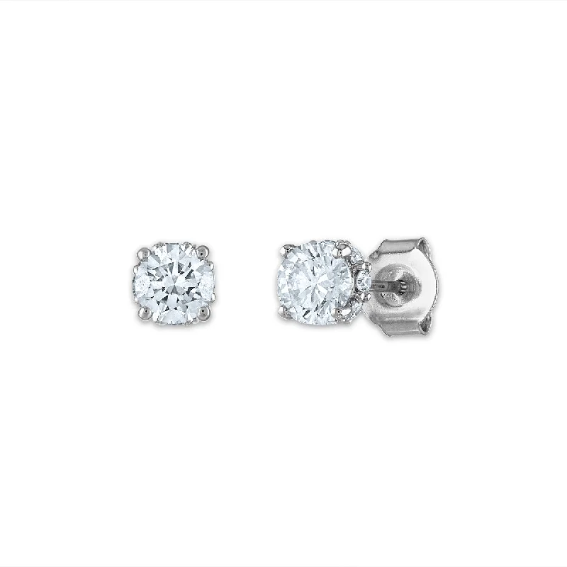 women stylish earrings -EcoLove 1 CTW Lab Grown Diamond Solitaire Stud Earrings in 14KT White Gold