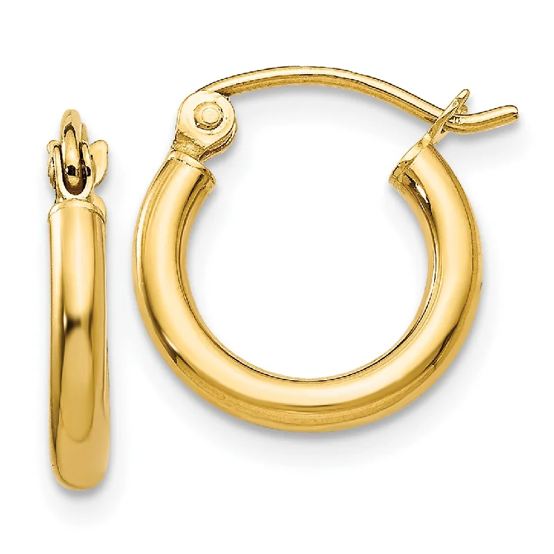 women chic earrings -14KT Yellow Gold 13X2MM Hoop Earrings