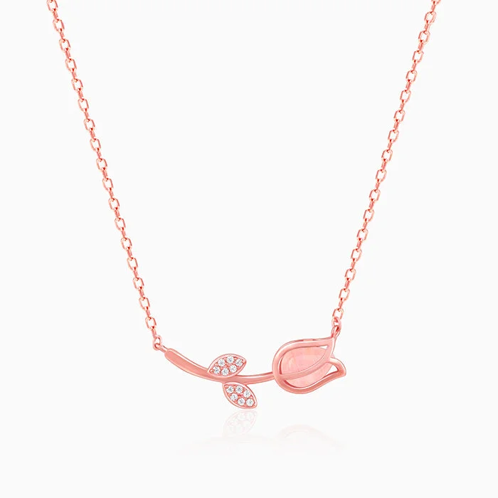 women fashion necklaces -Anushka Sharma Rose Gold Pink Quartz Flower Necklace