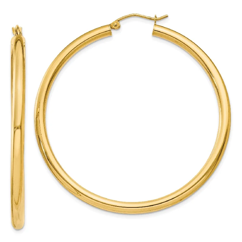 women vintage earrings -14KT Yellow Gold 50X3MM Hoop Earrings