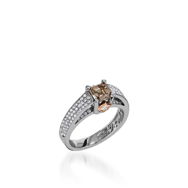 women eco-conscious engagement rings -Signature Legacy 1.02 Carat Champagne Ascher Diamond Ring