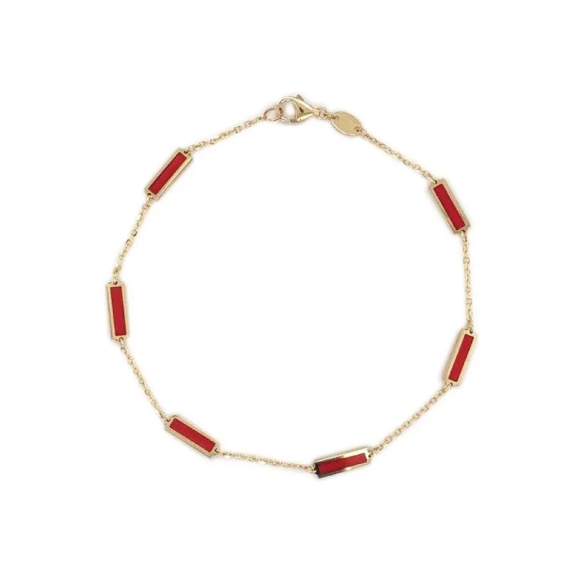 women bangles sets -Joelle Coral Stackable Bar Bracelet - 14K Gold Coral Bracelet