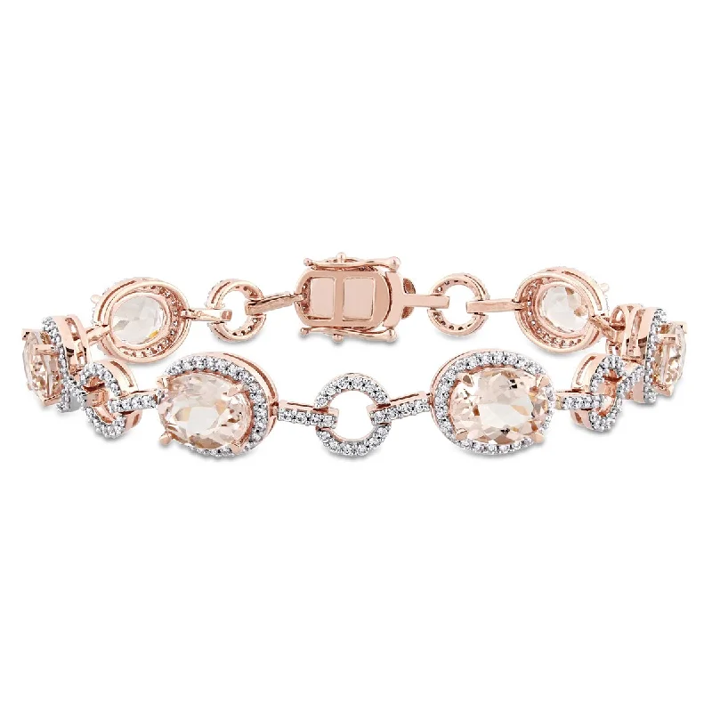 women statement bangles -Miadora 3 3/4ct TGW Pink Sapphire Tennis Bracelet in 14k Rose Gold - 7 in