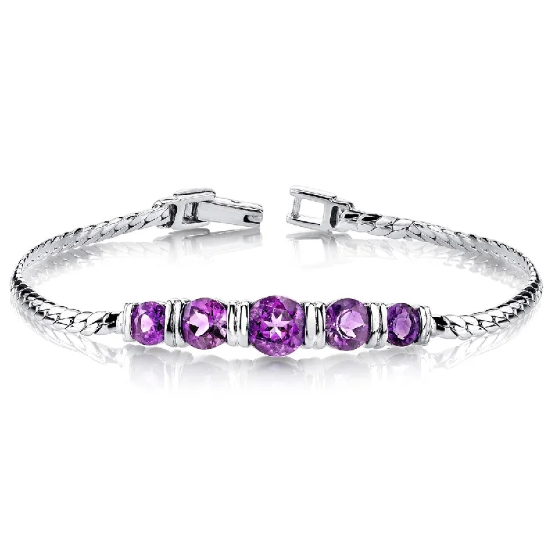 women bangle bracelets set -3.75 ct Amethyst Tennis Bracelet in Sterling Silver