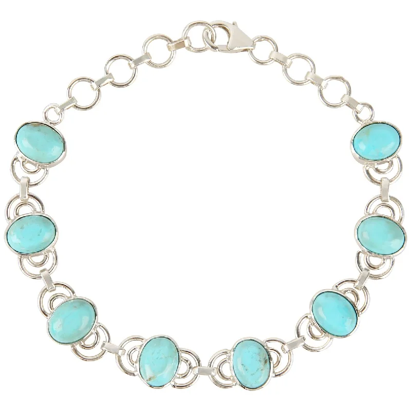 women chic bracelets -925 Sterling Silver Blue Mohave Turquoise Adjustable Bracelet