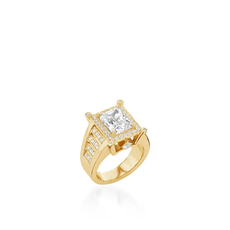 women silver engagement rings -Nefertiti Elite Yellow Gold Diamond Ring