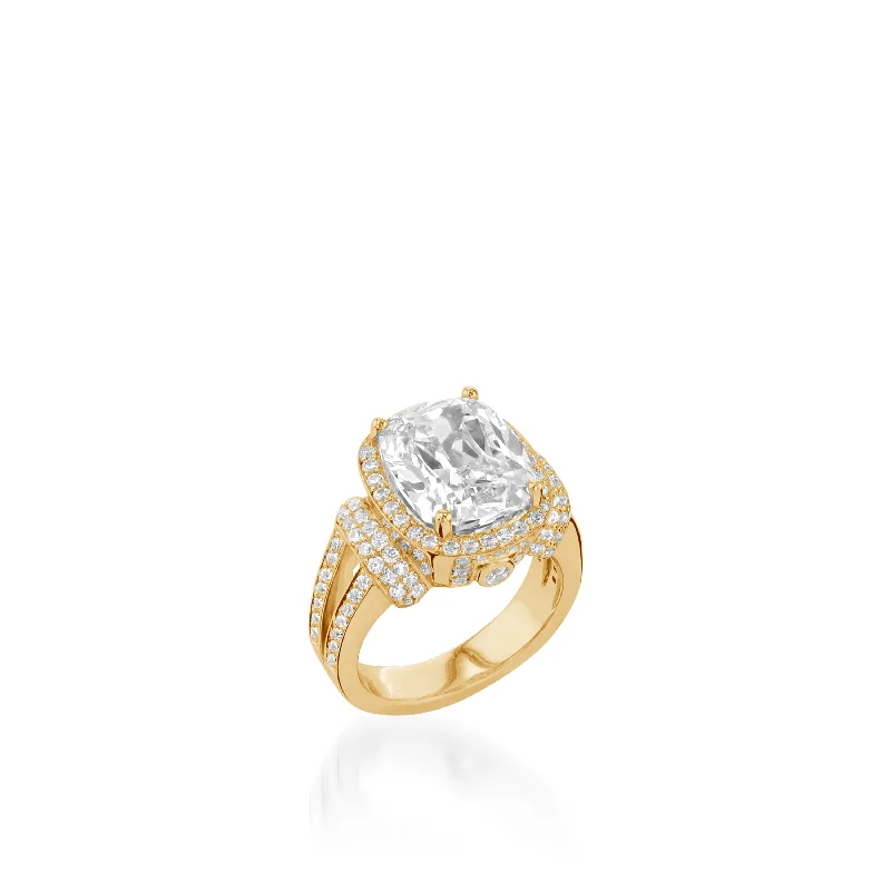 women vintage engagement rings -Theodora Elite Yellow Gold Diamond Ring