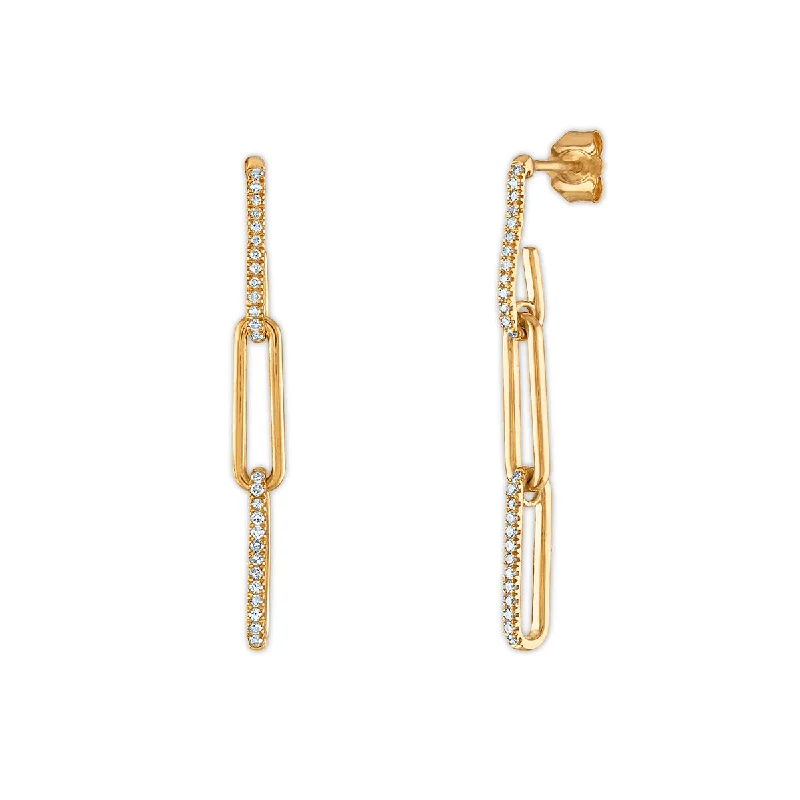 women elegant earrings -LoveSong 1/5 CTW Diamond Fashion Drop & Dangle Paper Clip Earrings in 10KT Yellow Gold