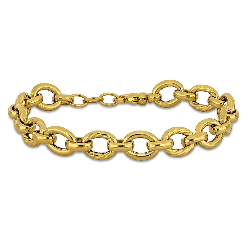 women adjustable bracelets -Miadora 9.5mm Twisted Polished Oval Link Bracelet 14K Yellow Gold