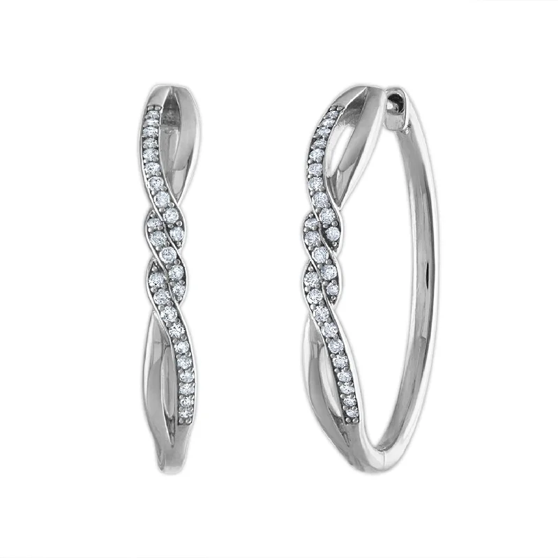 women luxury gold earrings -1/4 CTW Diamond Twist Hoop Earrings in Sterling Silver