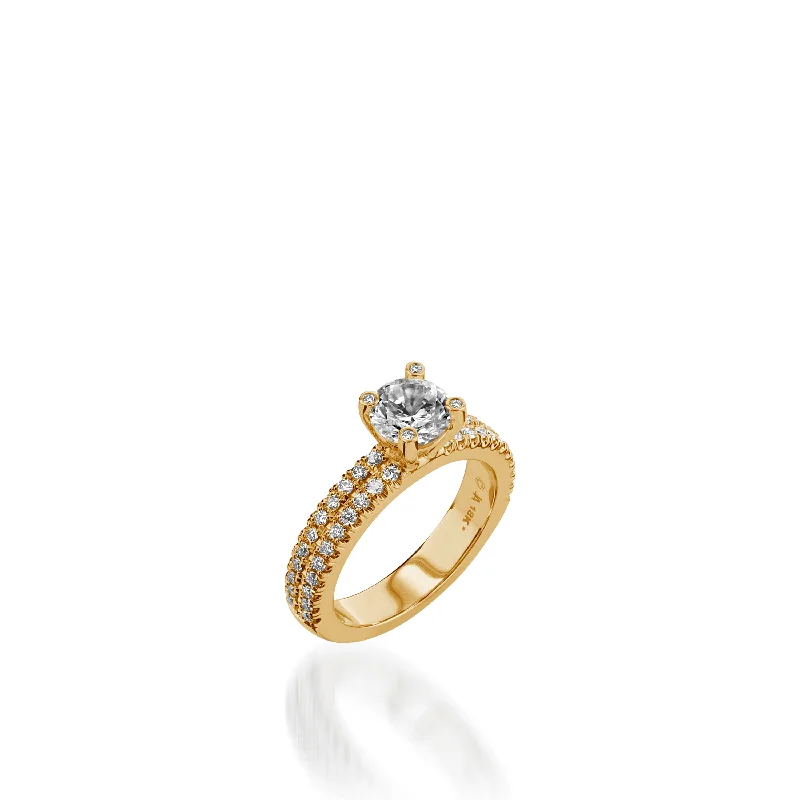 women luxurious platinum engagement rings -Dynasty Yellow Gold Engagement Ring