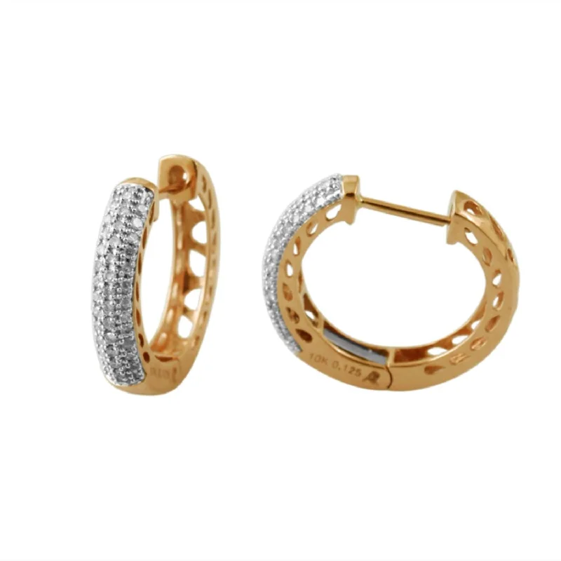 women oversized earrings -1/4 CTW Diamond Hoop Earrings in 10KT Yellow Gold