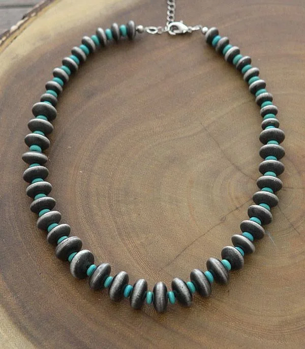 women anniversary gift necklaces -Turquoise Navajo Pearl Bead Necklace