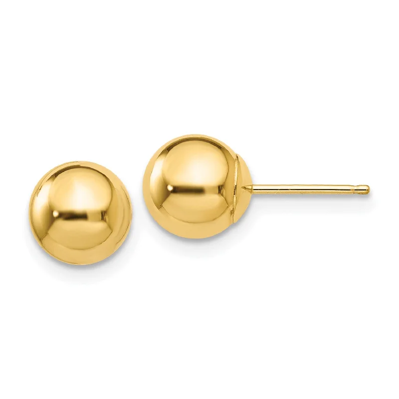 women long earrings -14KT Yellow Gold 7MM Ball Stud Earrings