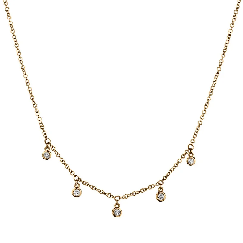 women minimalist gold necklaces -DIAMOND BEZEL SET SPRINKLE NECKLACE