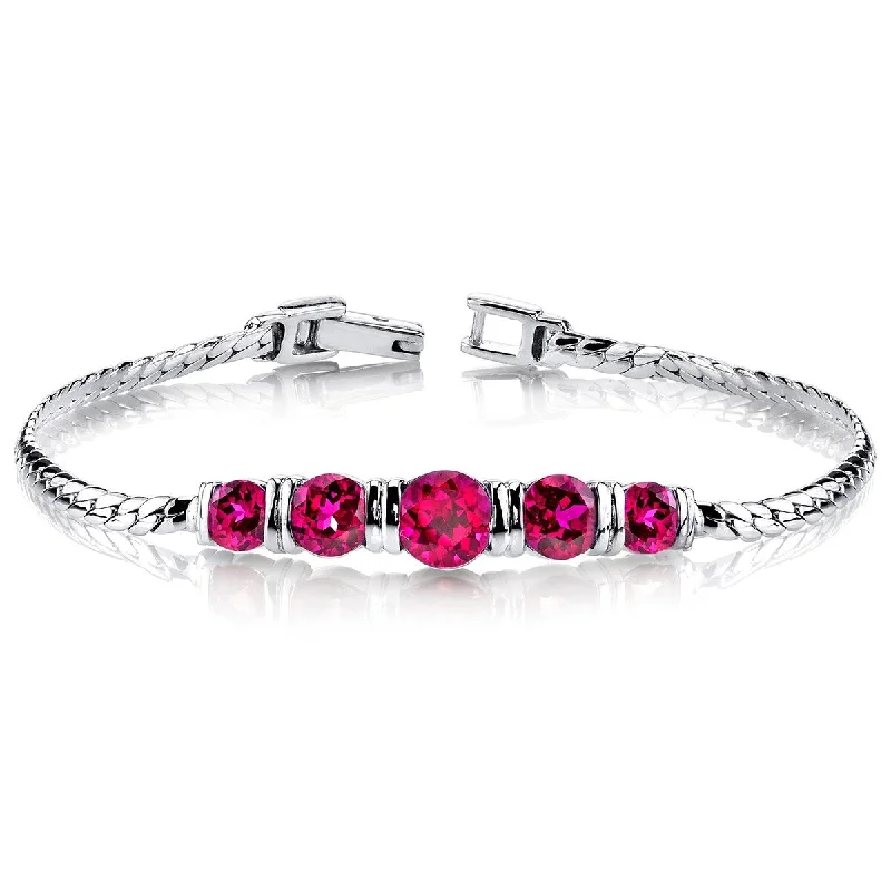 women gemstone bangles -5 ct Ruby Tennis Bracelet in Sterling Silver