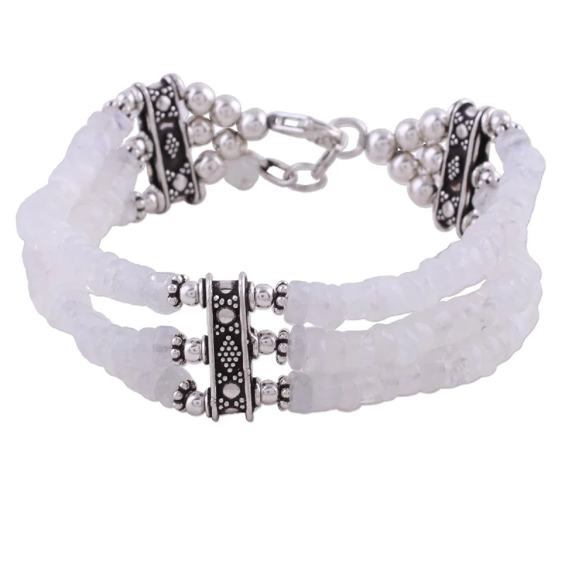 women luxury bracelets -Sterling Silver 'Pure Love' Moonstone Bracelet (India)