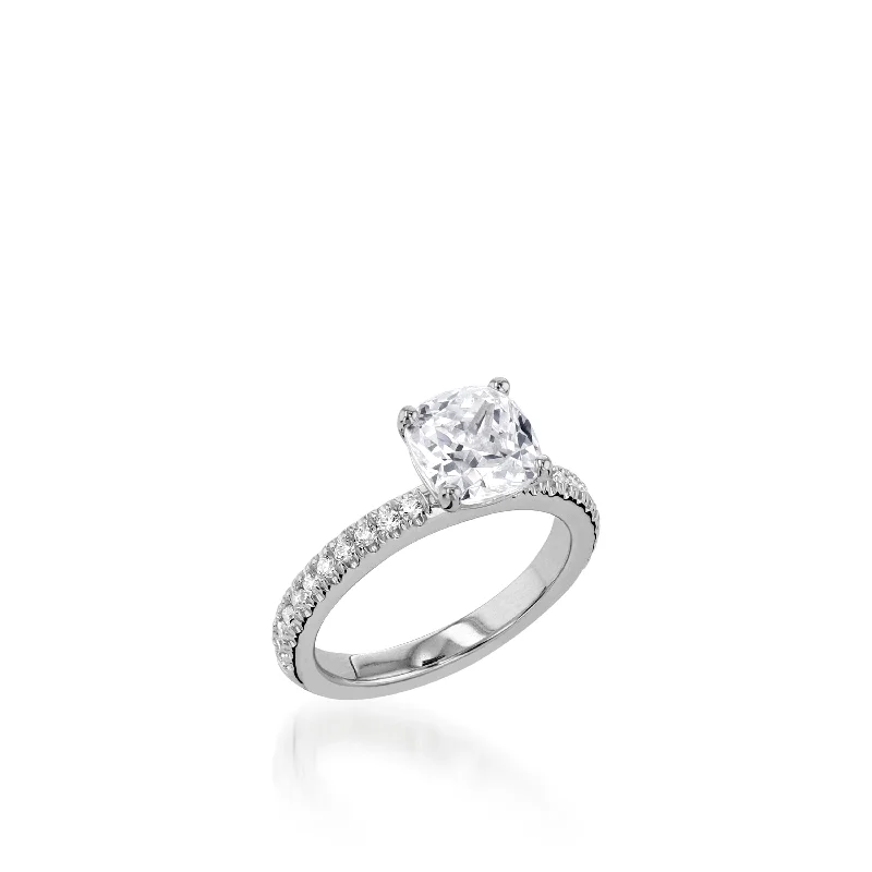 women custom-designed engagement rings -Essence Cushion White Gold Engagement Ring