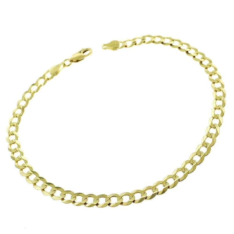 women wedding bracelets -10K Yellow Gold 4.5MM Solid Cuban Curb Link Bracelet Chain 8.5", Gold Bracelet for Men & Women, 100% Real 10K Gold